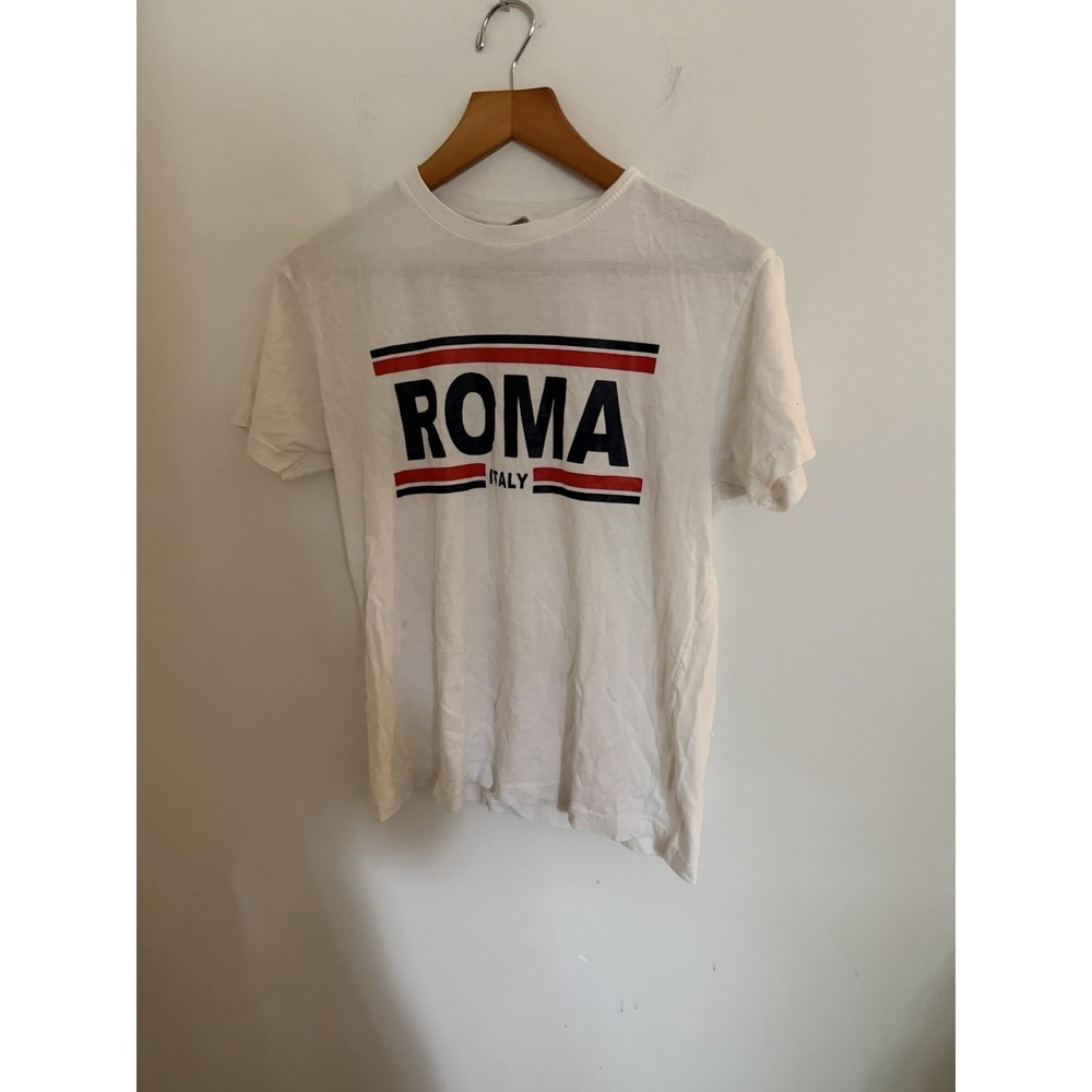 Roma Italy Graphic T-Shirt White Short Sleeve Crewneck Tee Women Small - Picture 2 of 3